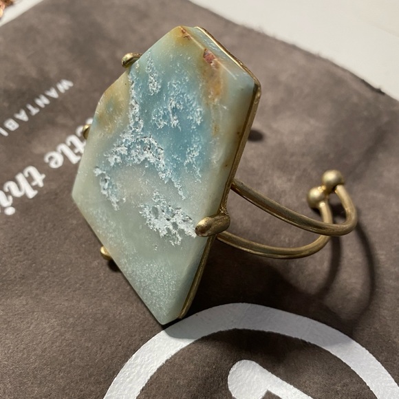 Gold and teal stone bracelet - Picture 4 of 4